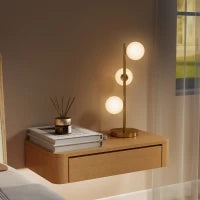 Lampada da tavolo con 3 paralumi a sfera, base in acciaio stabile, portalampada G9, 24 x 24 x 53 cm, Ottone