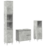 Set Mobili da Bagno | Armadio da bagno 3 pz Grigio Cemento in Legno Multistrato