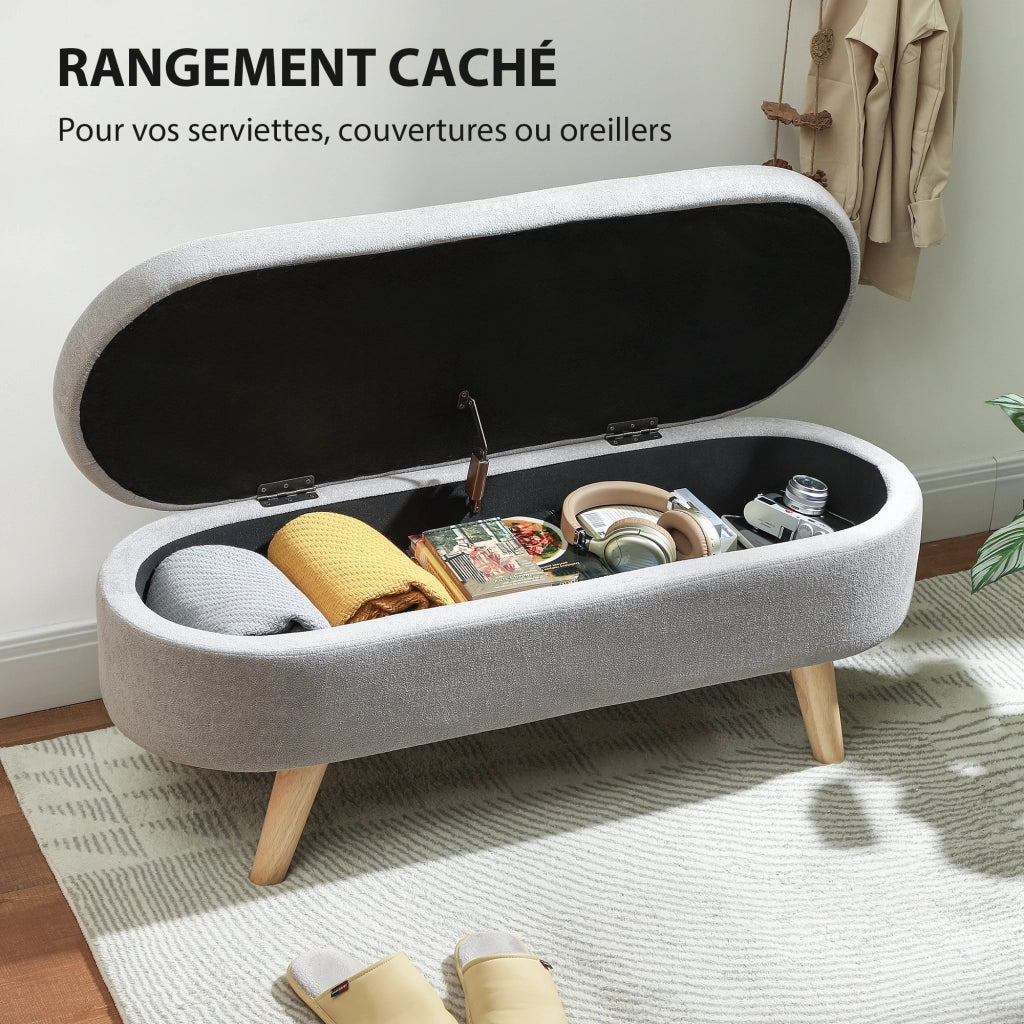Pouf con contenitore ¨C zephmum ¨C grigio chiaro 110x40x43 cm