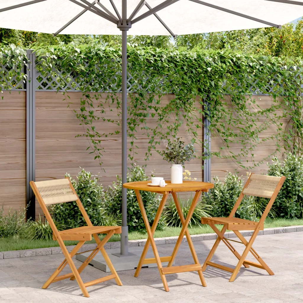 Set da Bistrot 3pz Beige in Polipropilene e Legno Massello 3281843