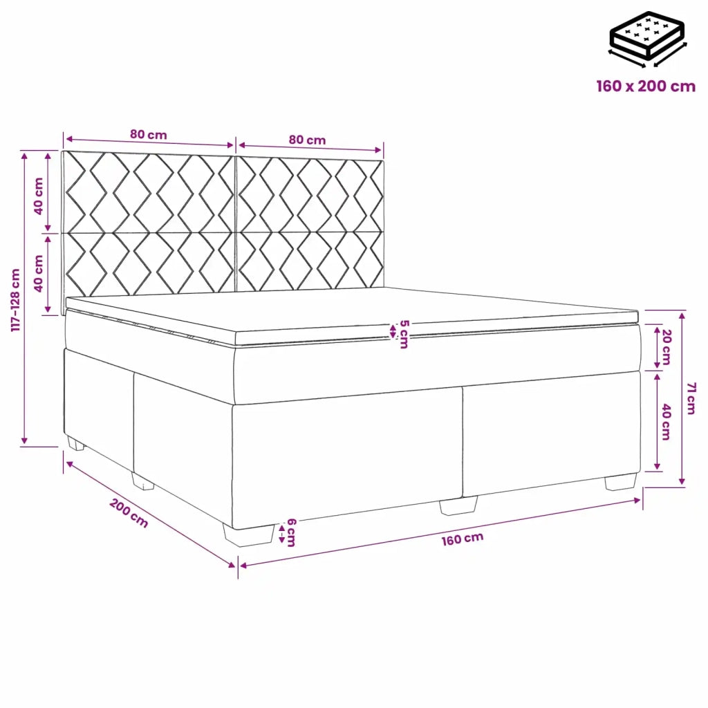 Letto box spring con materasso Grigio Chiaro 160 x 200 cm 3453451