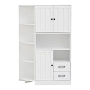 Armadio Angolare; Vetrina con 3 Ante e 2 Cassetti; 6 Vani Aperti; Stile Moderno; in Pannelli di Particelle; 104??35??155 cm; Bianco