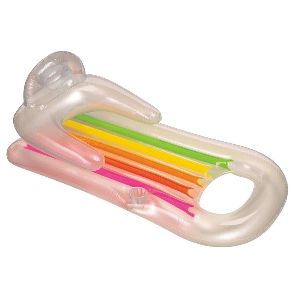 Trade Shop - Materassino Poltrona Gonfiabile Relax Mare Piscina Con Portabibite 2 Colori -