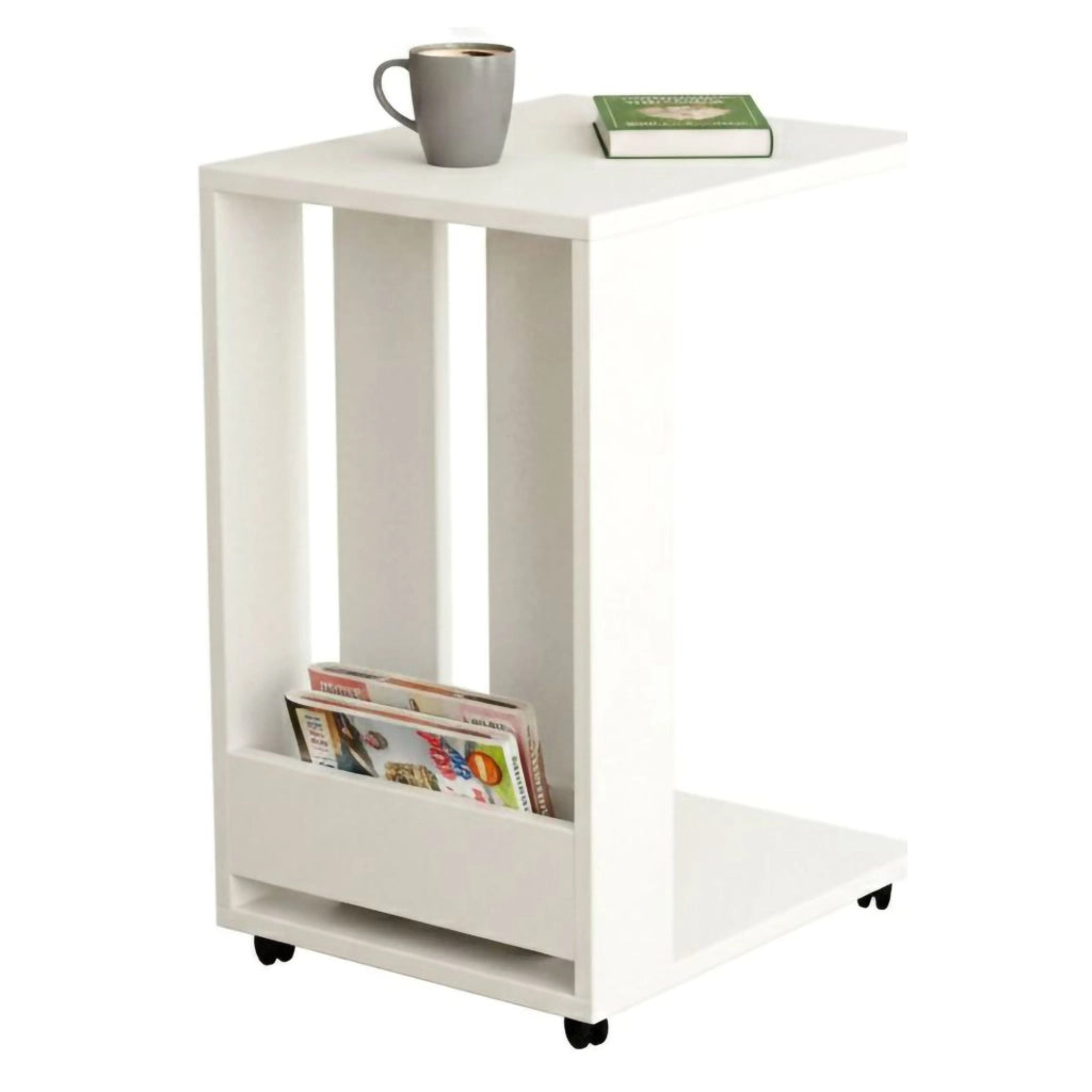 Muifa, Tavolino da Salotto Portariviste, 37x45x60h cm Bianco