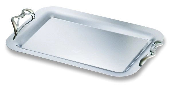 Vassoio da portata in acciaio inox 2 manico alex 38 cm