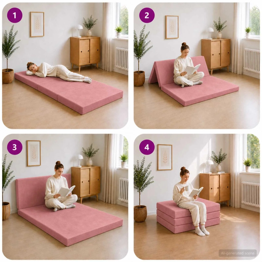 Divano Letto Pieghevole 80 x 67 x 45 cm Rosa 900182