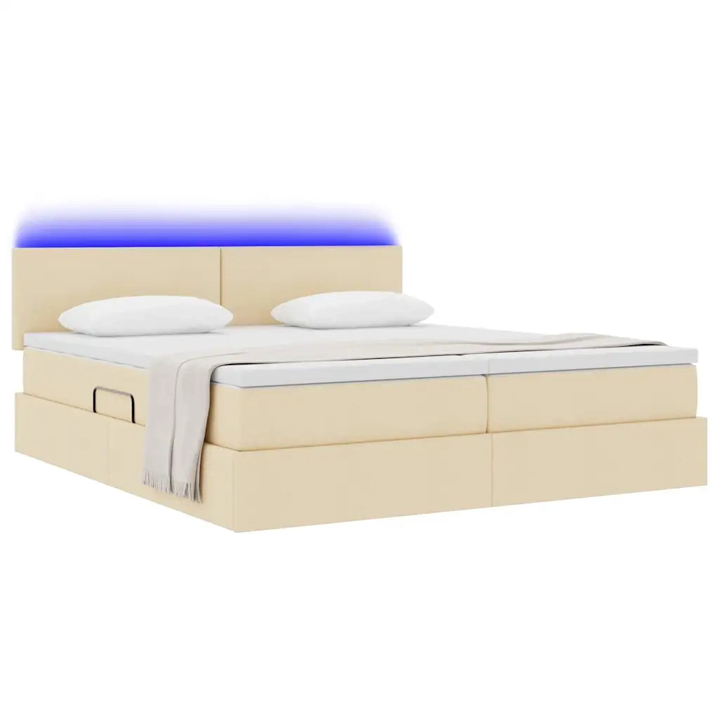 Letto con contenitore LED e materasso Crema 180 x 200 cm