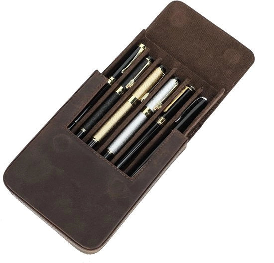 Etui per 6 penna, astuccio vintage per penna, custodia per penna da viaggio, accessorio per scrivania per penna
