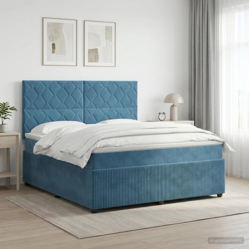 Letto box spring con materasso Blu 160 x 200 cm Velluto 3454647