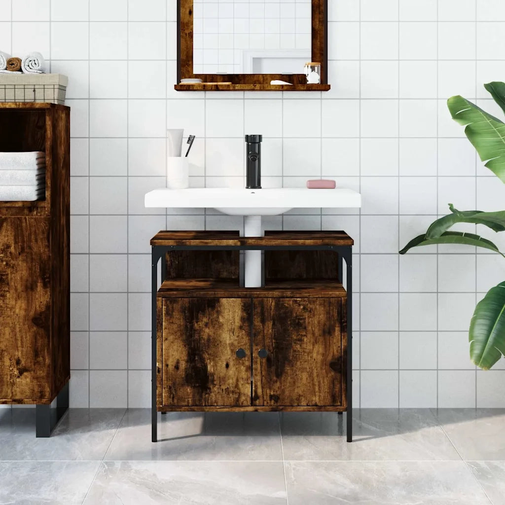 Mobile Lavabo | Armadio Lavabo Bagno Rovere Fumo 60x30x60 cm Legno Multistrato