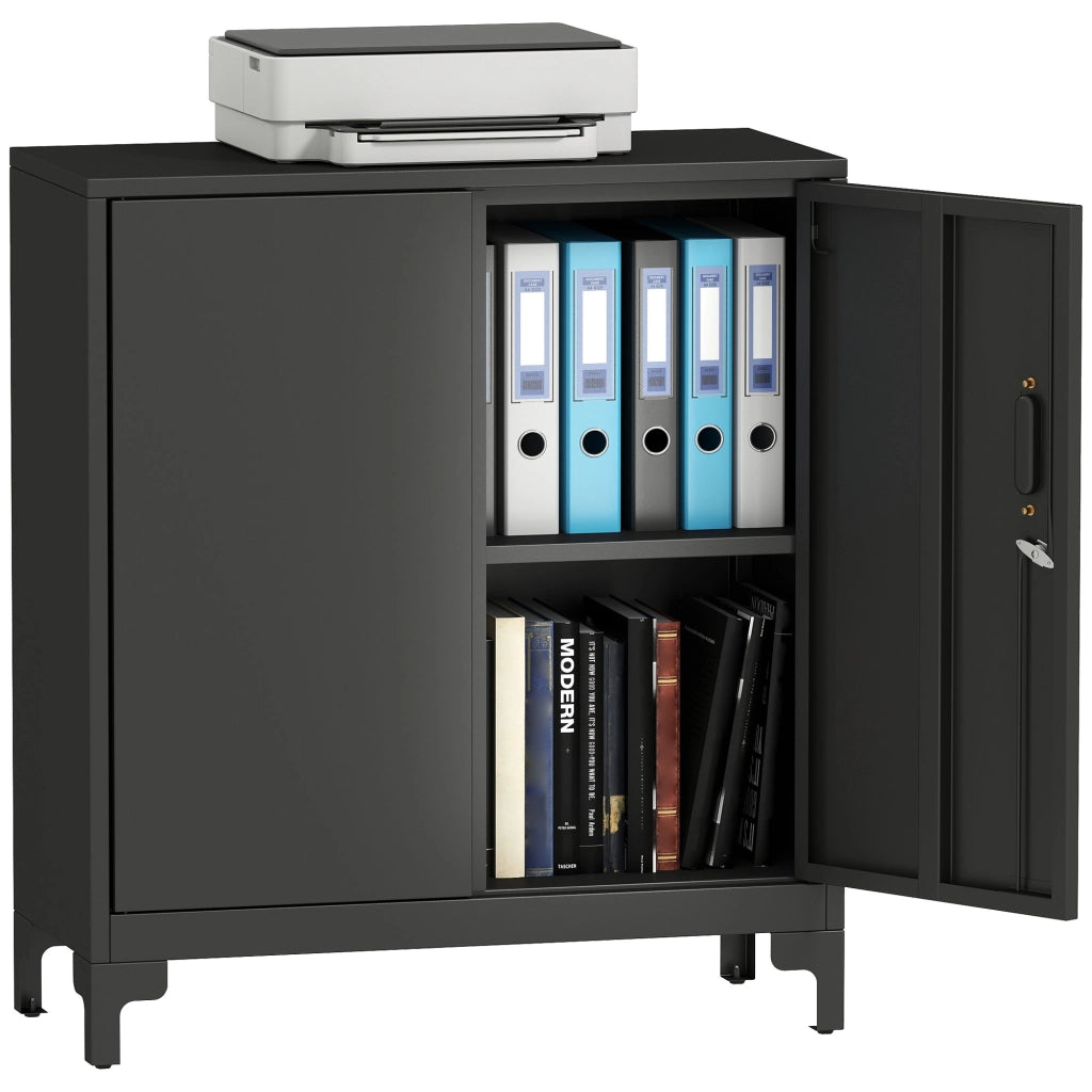 Armadio per ufficio a 2 livelli ¨C zephmum ¨C nero 80x35x91 cm