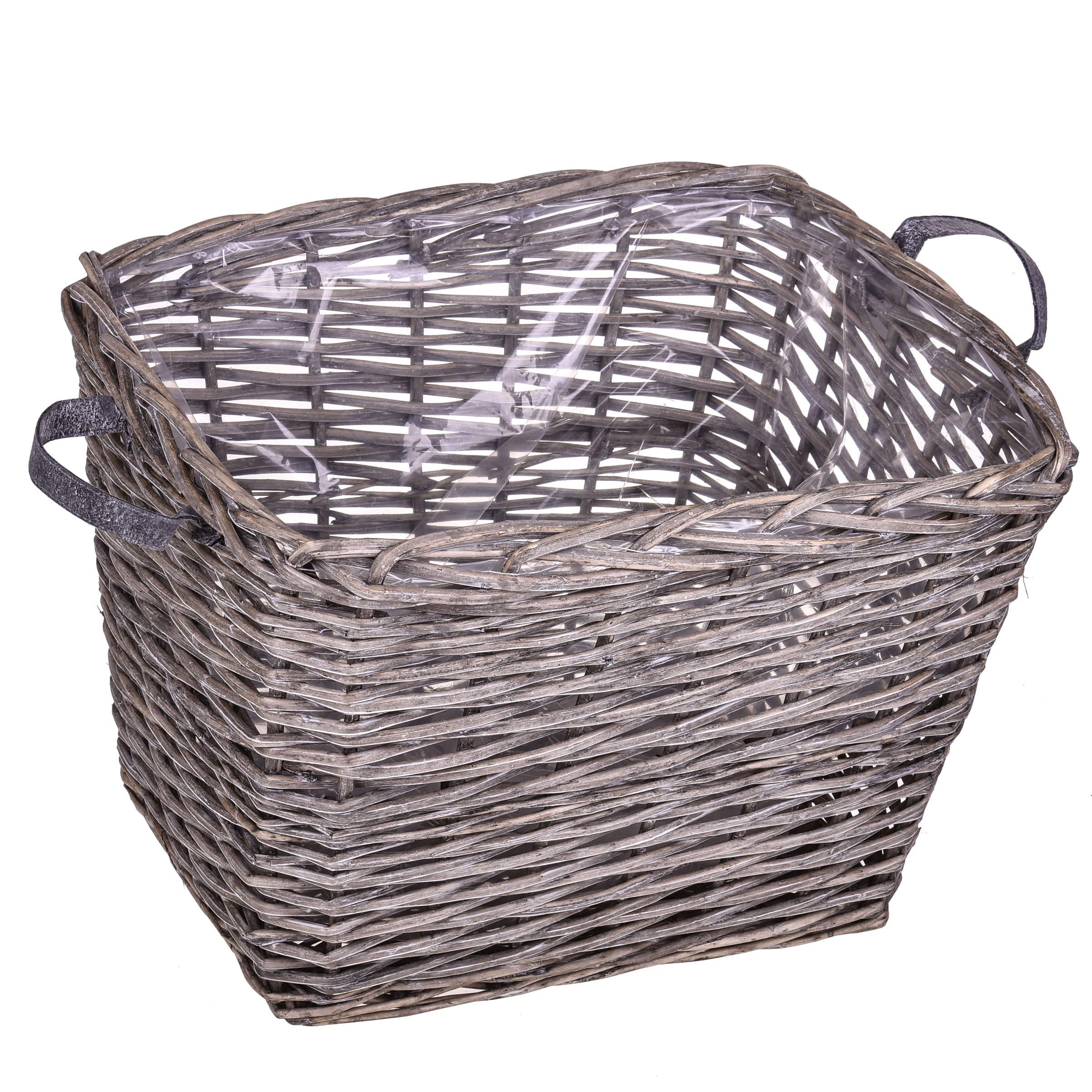 Porta Legna Rettangolare in Vimini Larghezza 55 cm