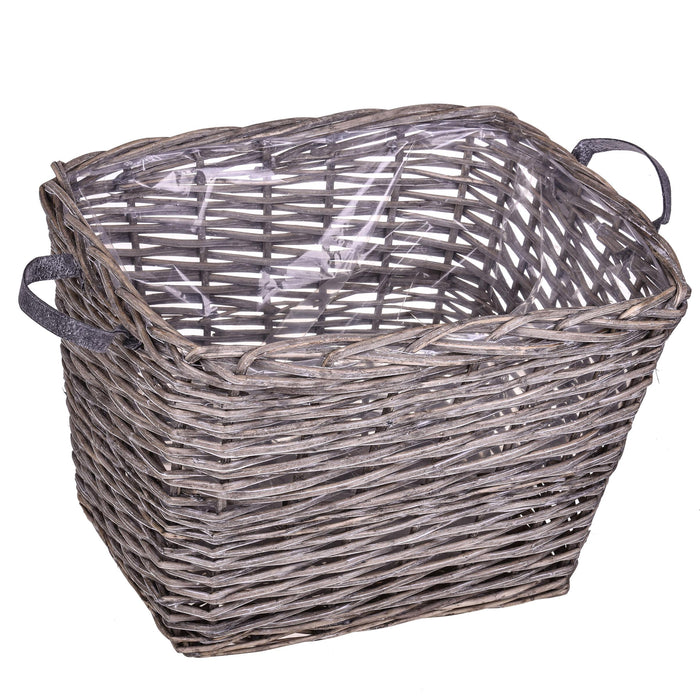 Porta Legna Rettangolare in Vimini Larghezza 55 cm