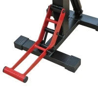 Cavalletto Alzamoto ad Altezza Regolabile con Manovella, in Acciaio e Gomma, 28x17.5x24.5-35.5 cm, Nero e Rosso