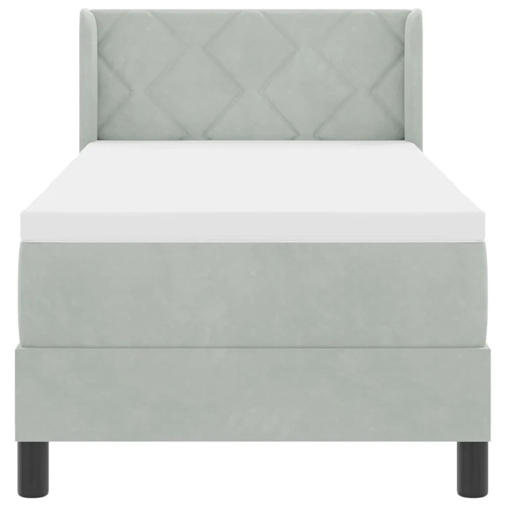 Letto a molle con testiera Grigio chiaro 200 x 80 cm Poliestere