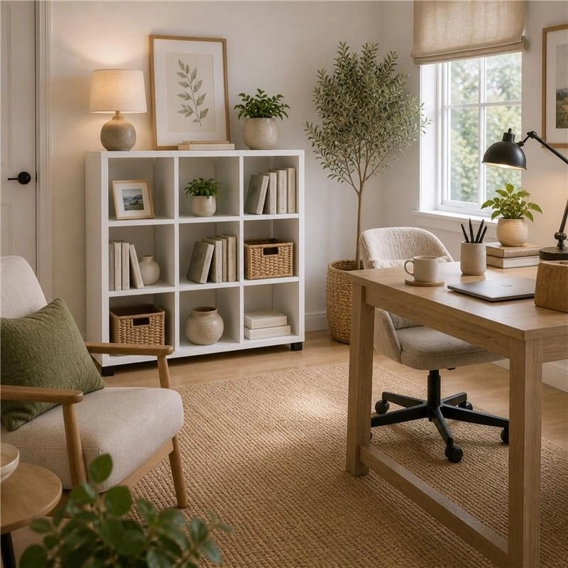LIBRERIA CUBICA IN LEGNO BIANCO MODERNA CON 9 RIPIANI DIMENSIONI  90X24X99 CM
