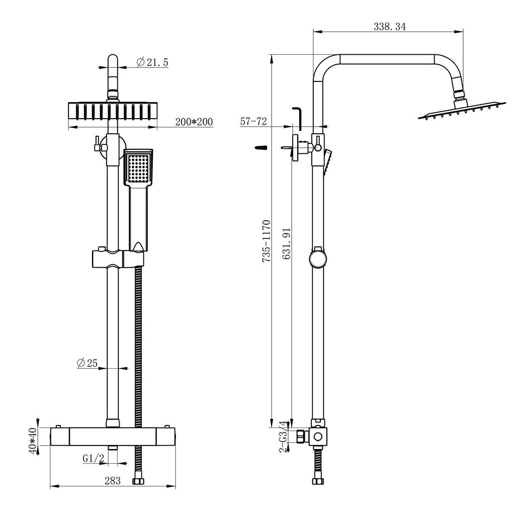 AICA Colonna Doccia con Miscelatore Termostatico, Set Doccia con Soffione a 20cm Pioggia e 40x280mm Rubinetto Cromo