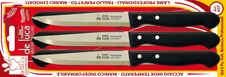 Set 6Pz Coltelli Bistecca Man.Chiodato - De Luca Coltellerie