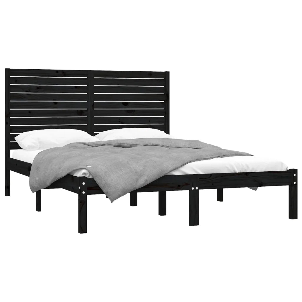 Giroletto Nero in Legno Massello 150x200 cm King Size 3104617