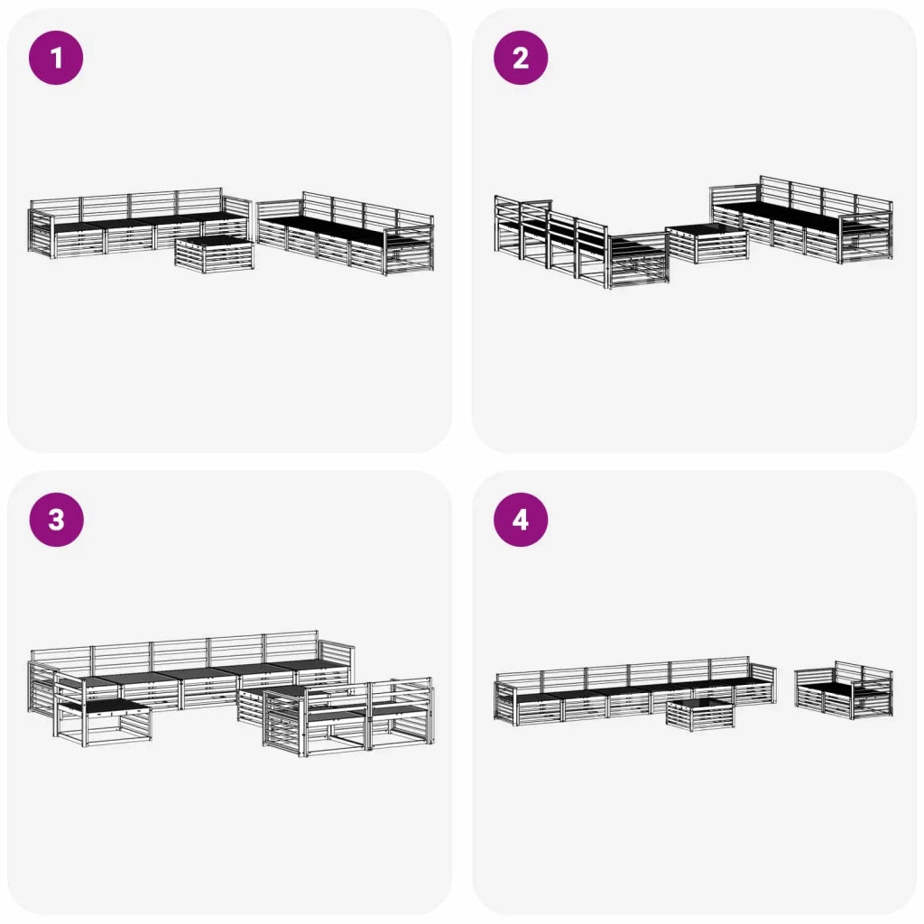 Set di divani da esterno 9 pcs Naturale