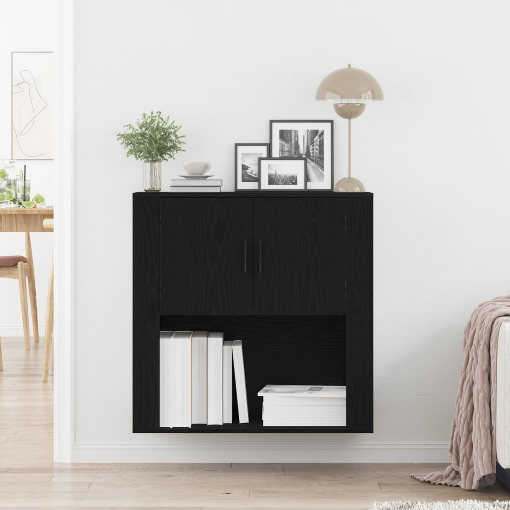 Armadio da Parete Rovere Nero 80x33x80 cm Legno ingegnerizzato