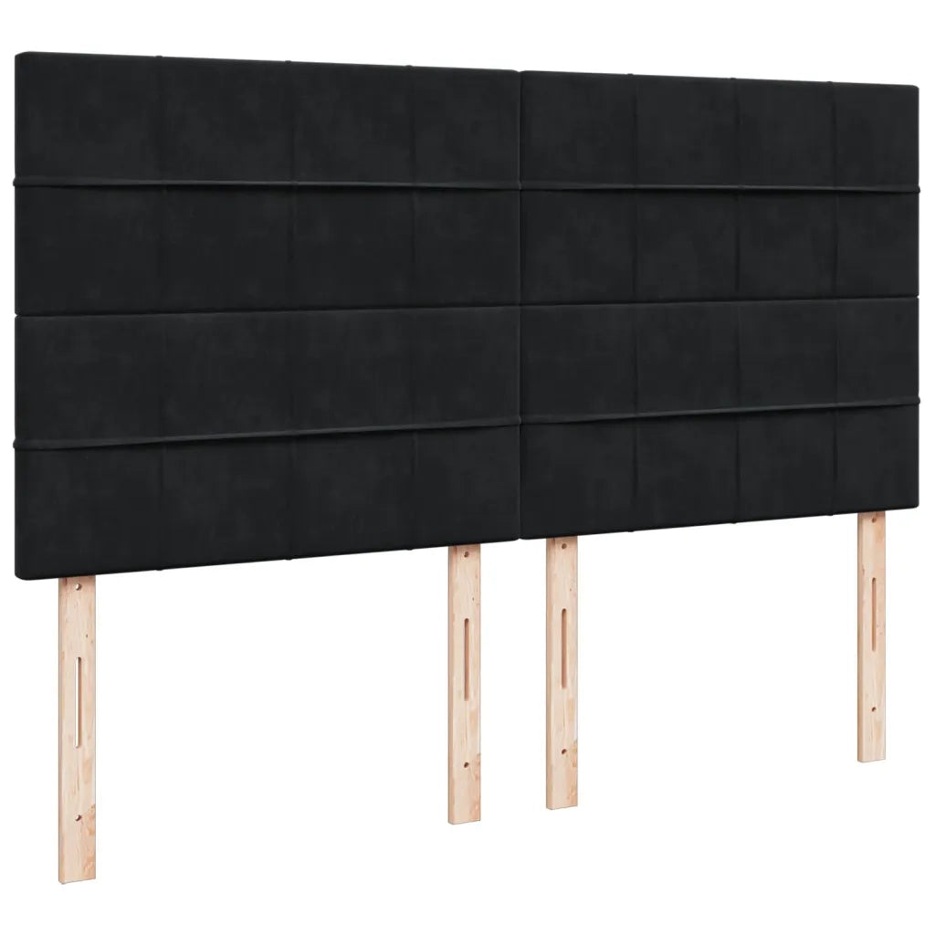 Giroletto a Molle con Materasso Nero 200x200 cm in Velluto