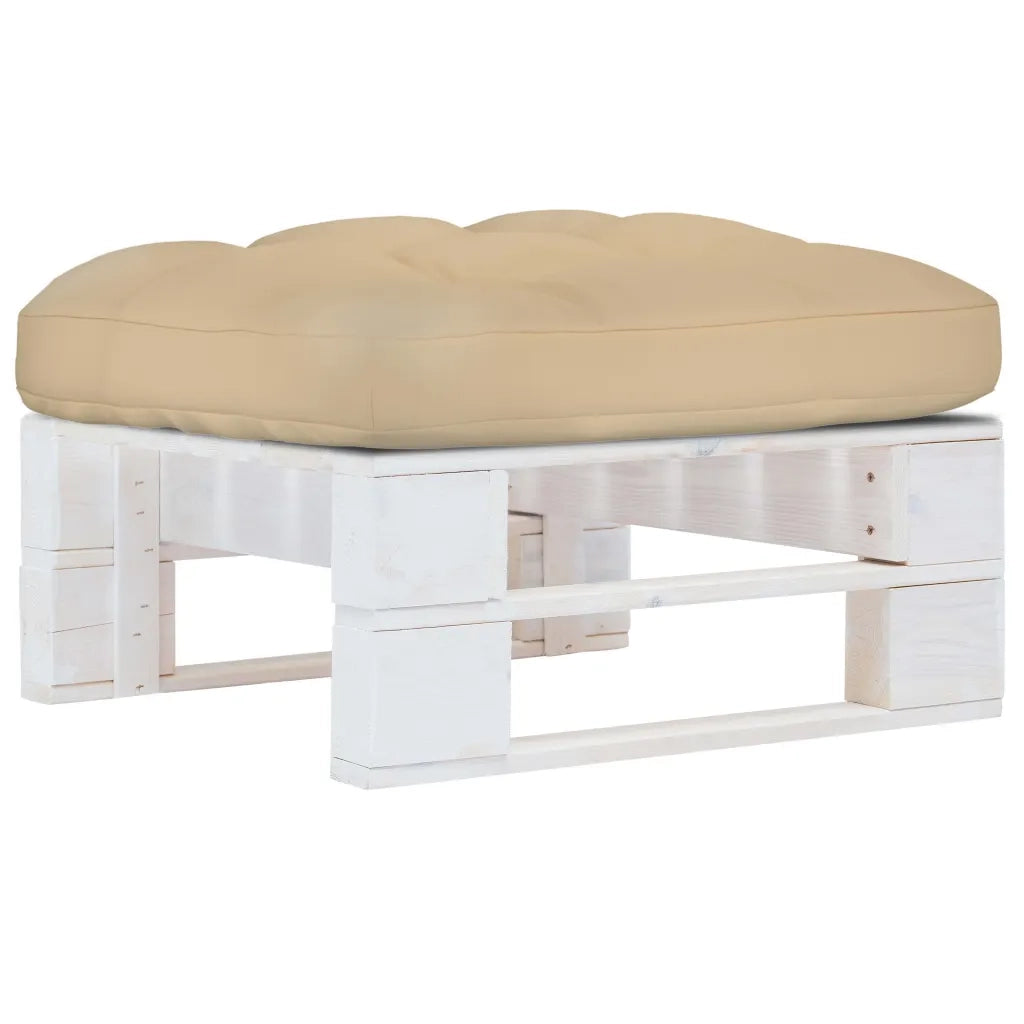 Ottomana da Giardino Pallet in Legno di Pino Impregnato Bianco