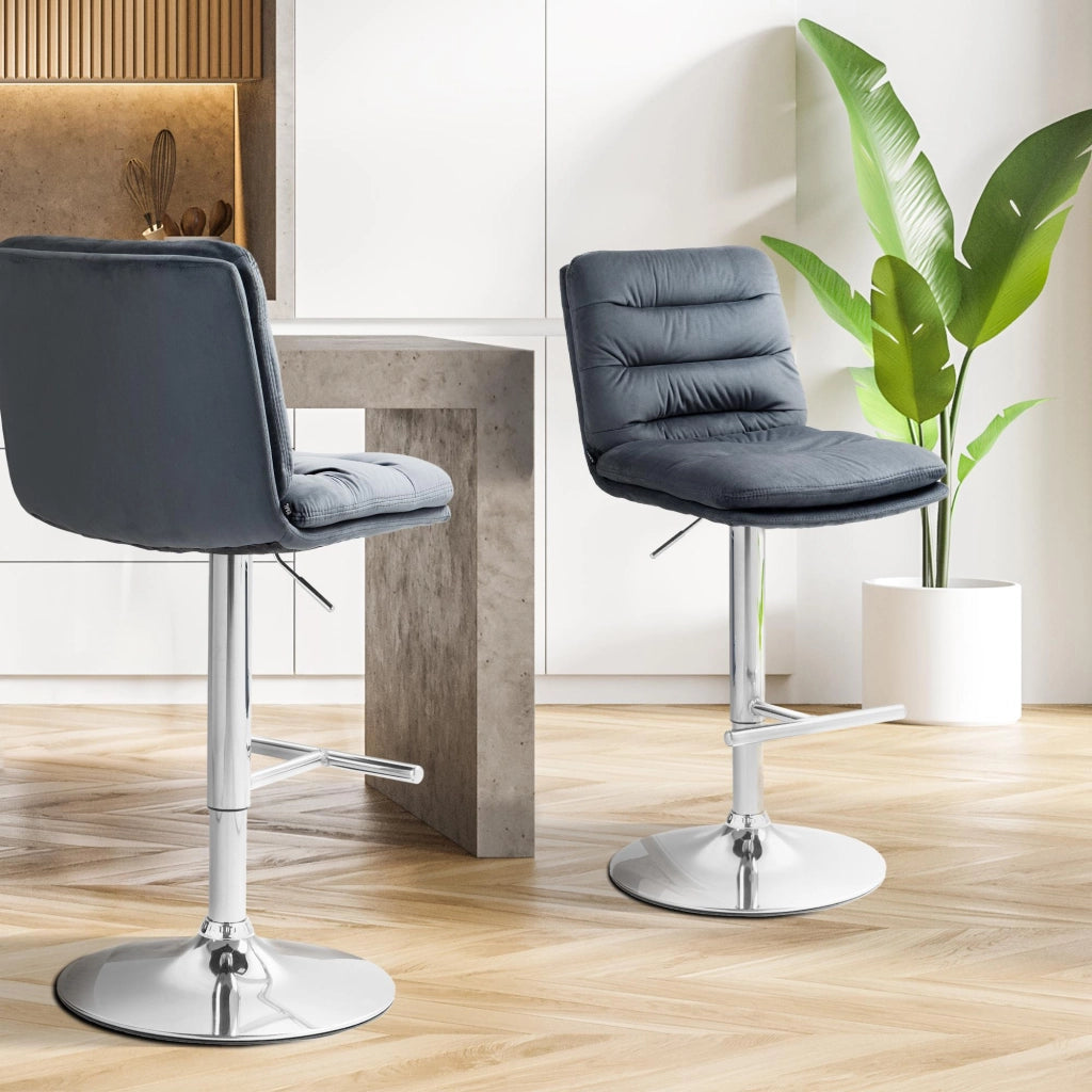 2er Set Barhocker Damar Samt chrom