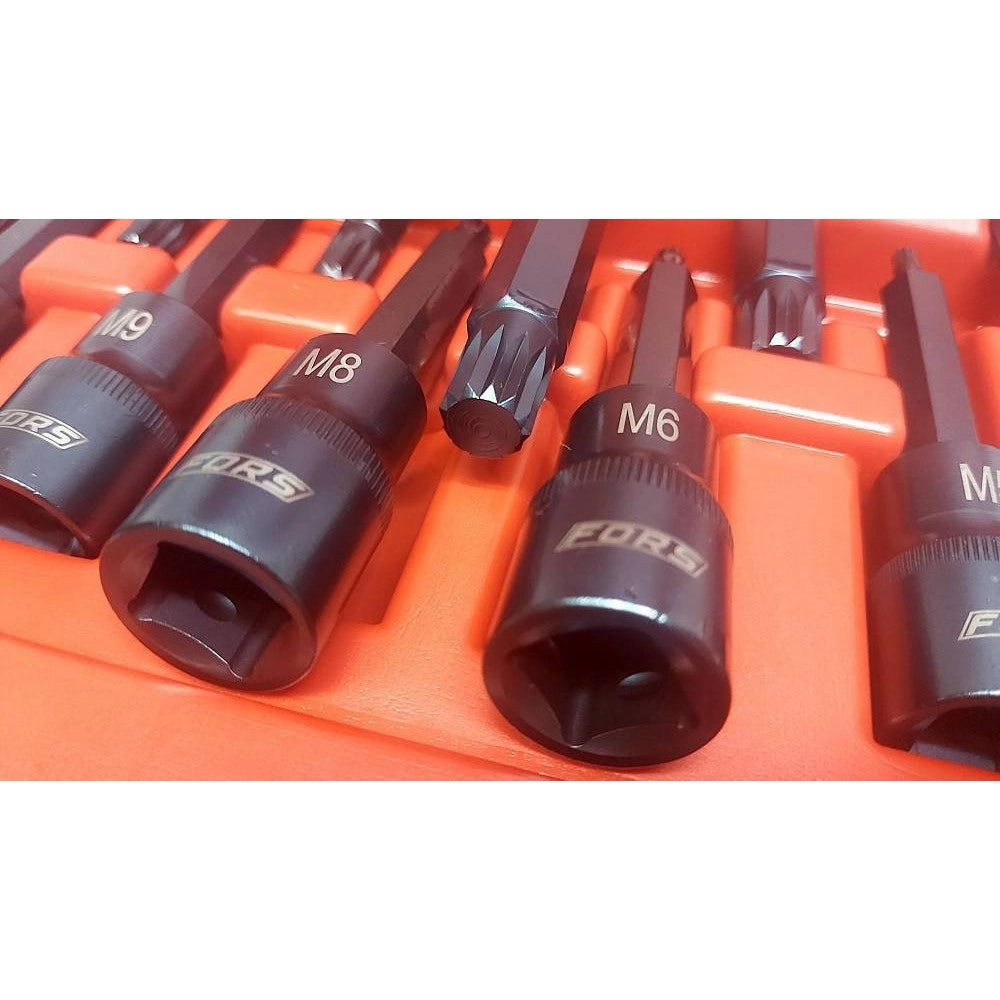 Trade Shop - Set 26 Pezzi Chiavi A Bussola Inserti Millerighe Xzn 1/2" Da M5 A M16 Fs-43614 -