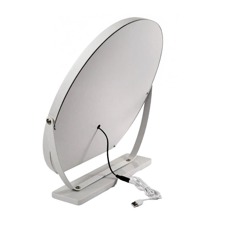 SPECCHIO TONDO TOUCH DA TAVOLO CON ILLUMINAZIONE LED 3LUCI REGOLABILI, CON CAVO USB DIMENSIONE 46X10X42 CM