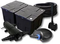 Set filtro per laghetto da 60000l Chiarificatore 24W Pompa ECO 40W Tubo 25m Pompa da fontana