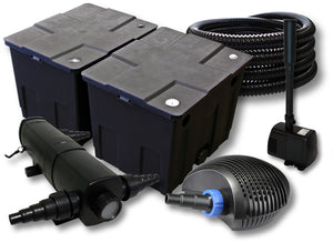 Set filtro per laghetto da 60000l Chiarificatore 24W Pompa ECO 40W Tubo 25m Pompa da fontana