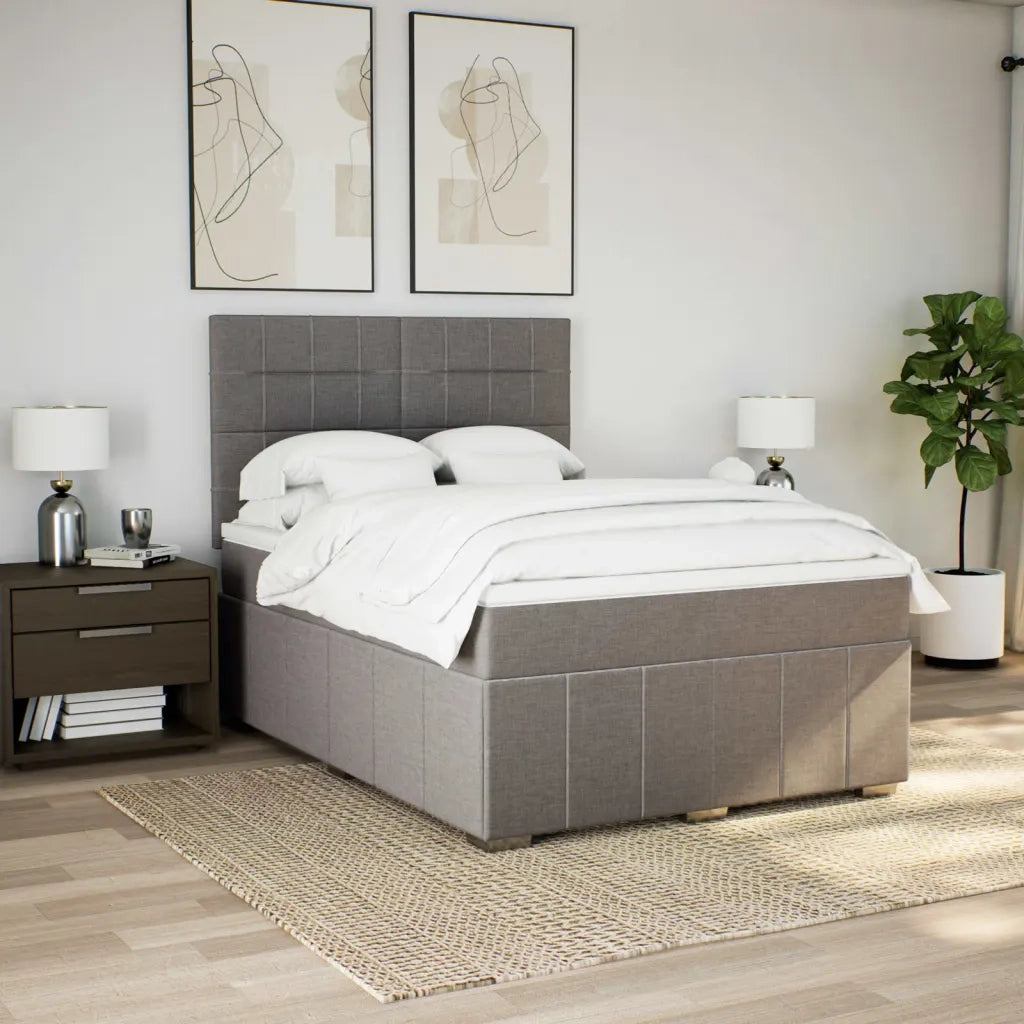 Giroletto a Molle con Materasso Tortora 140x190 cm in Tessuto 3291667