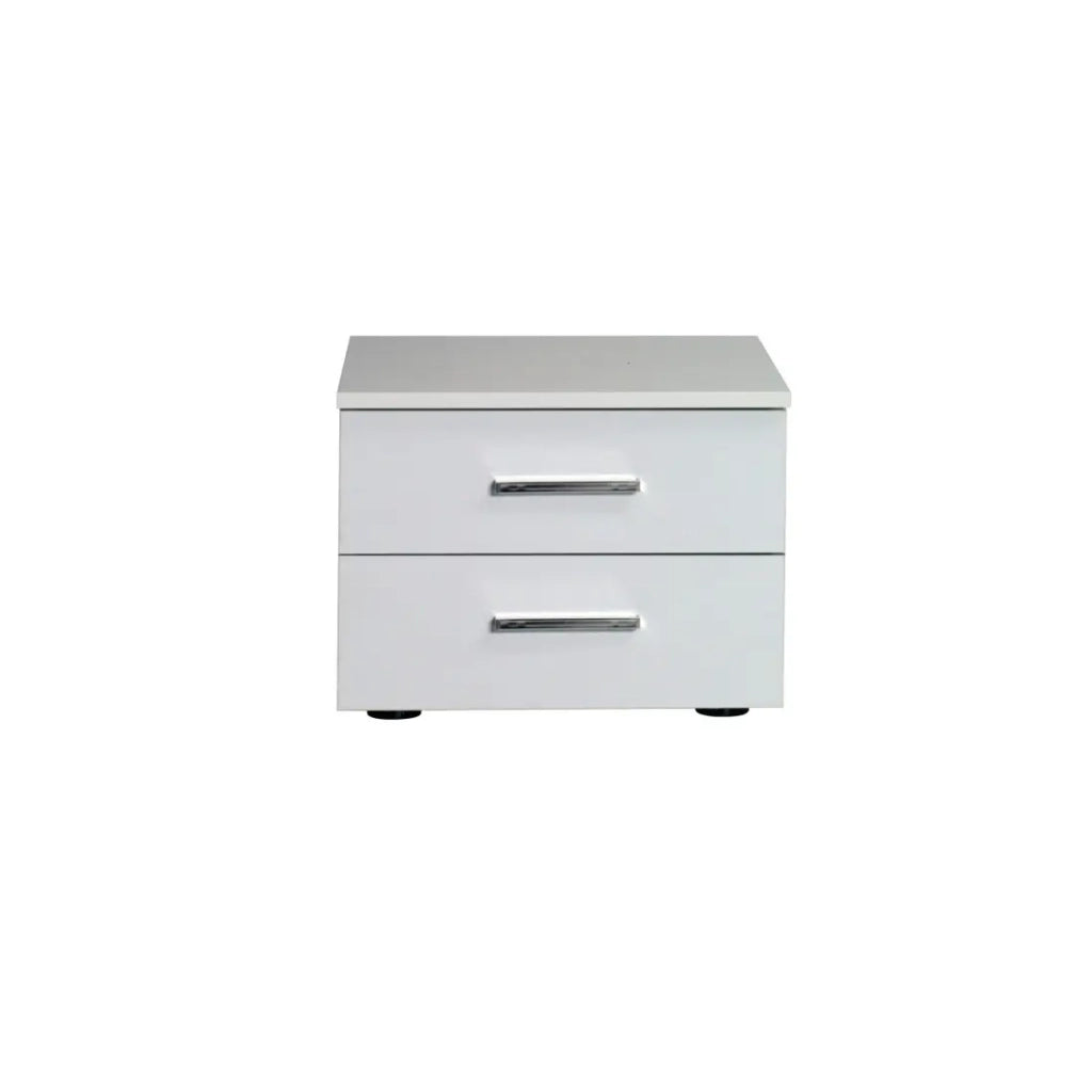 Set di 2 comodini SENA – 2 cassetti – Bianco lucido – Stile moderno