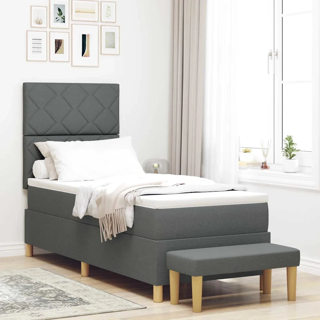 Letto a molle con materasso Grigio scuro 80 x 200 cm Tessuto