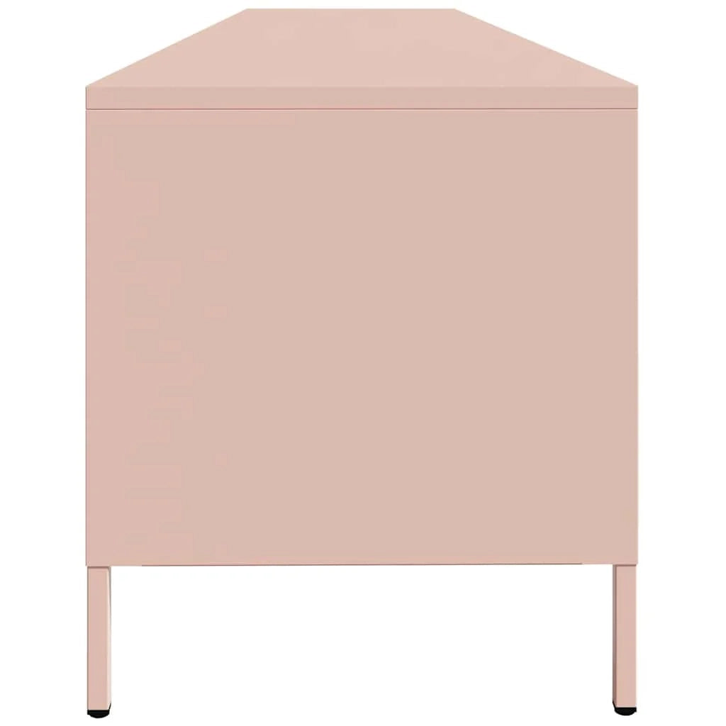 Mobile porta TV rosa con moderno vano contenitore 202 x 39 x 43 cm ampio spazio contenitivo per il soggiorno realizzato in acciaio laminato a freddo 02_0055639
