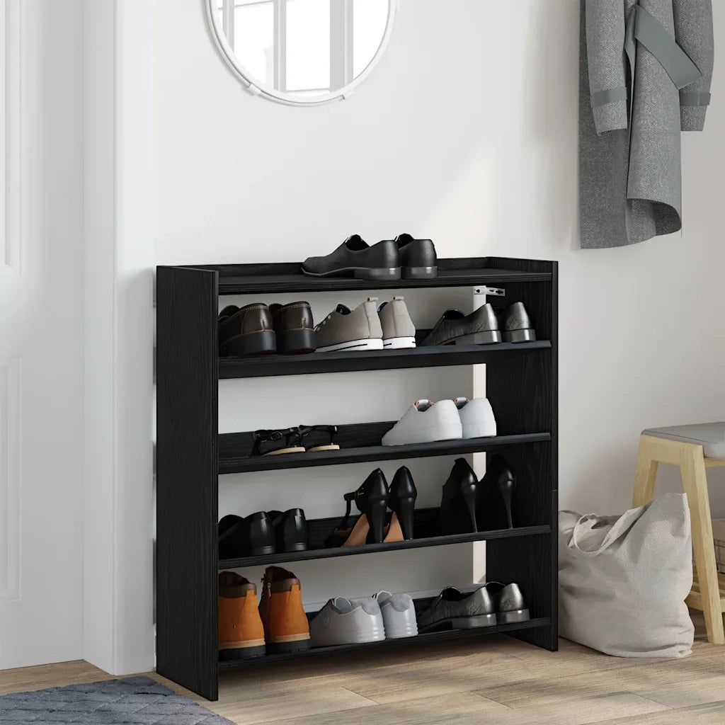 Scarpiera Nera 80x25x81 cm in Legno Multistrato 859906