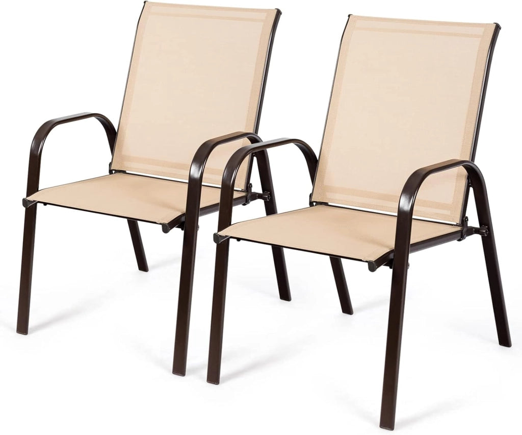 Set di 2 sedie da giardino, sedie da balcone con braccioli e schienale alto, sedie da terrazza in metallo, sedie da pranzo per patio, terrazza (grigio)