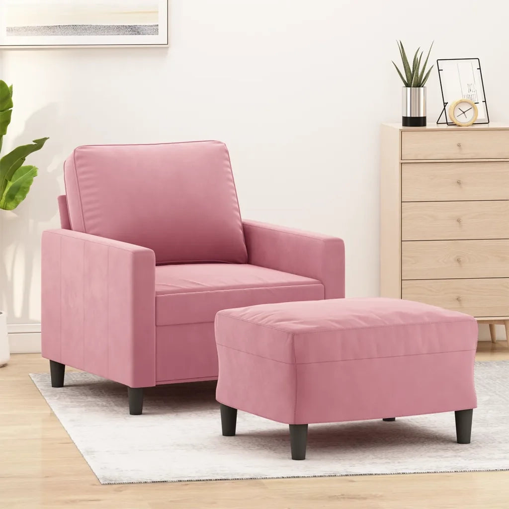 Poltrona con Poggiapiedi Rosa 60 cm Velluto 3201048