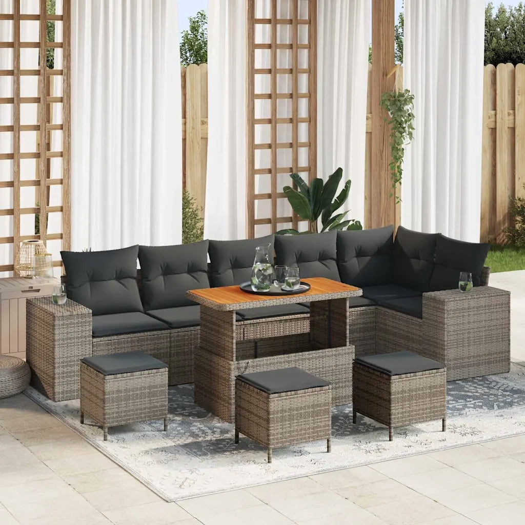 Set Divano da Giardino 10 pcs Grigio polyrattan