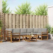 Set di divani da esterno 8 pcs Grigio Naturale e Chiaro