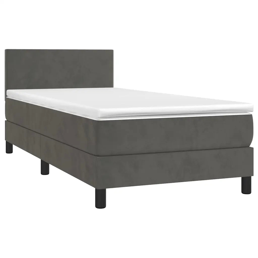 Letto a Molle con Materasso e LED Grigio Scuro 80x200cm Velluto cod mxl 60535
