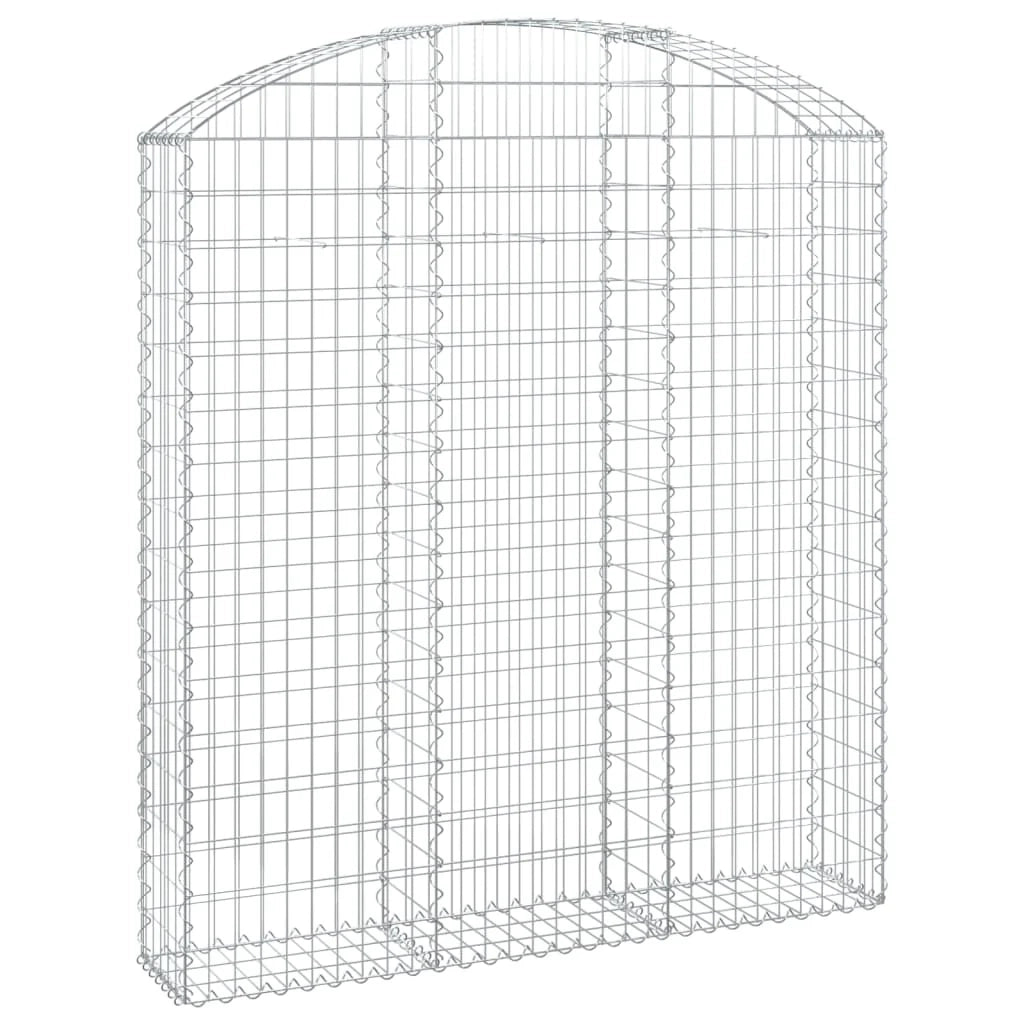 Gabbione cesto gabbia recinzione muro di contenimento ad arco 150 x 30 x 160/180 cm ferro zincato Argento 02_0039973