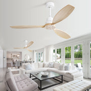 Ventilatore da soffitto 52 pollici reversibile con telecomando in metallo e legno bianco