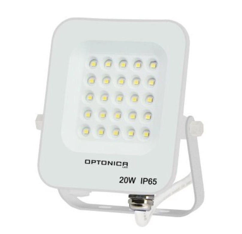 Proiettore led 20 watt slim metallo bianco ip65 equivalente 115 watt *** temperatura colore lampada 4500k bianco natu...