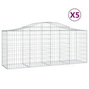 Cestini gabbioni recinzione a gabbia muro di contenimento ad arco 5 pezzi 200 x 50 x 80/100 cm ferro zincato argento 02_0040902