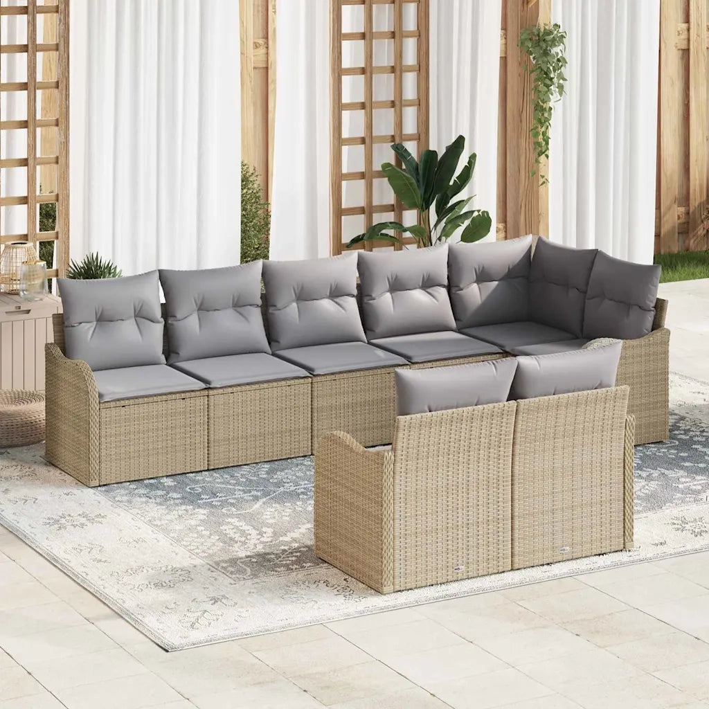 Set Divano da Giardino 8 pcs Beige e Grigio Chiaro polyrattan 3354419