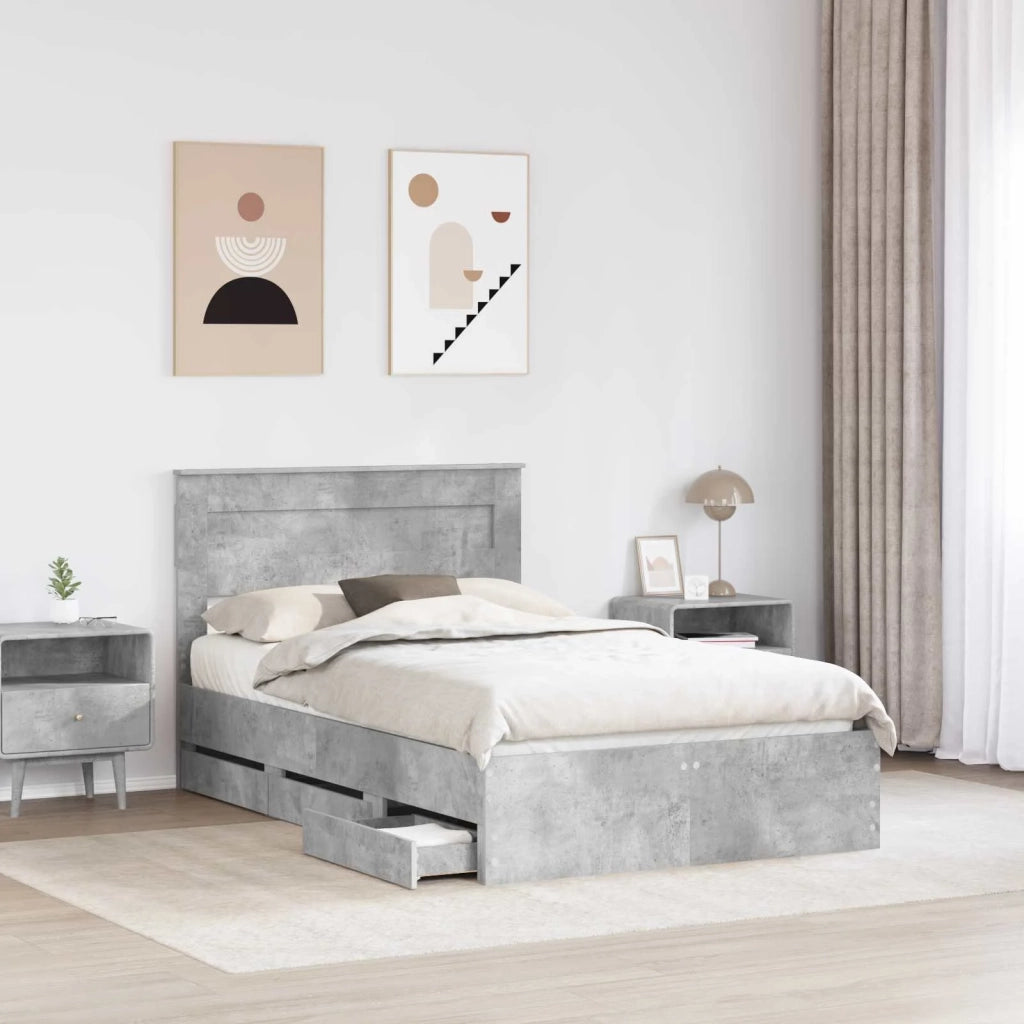 Struttura del letto con cassetto Grigio cemento 135 x 190 cm