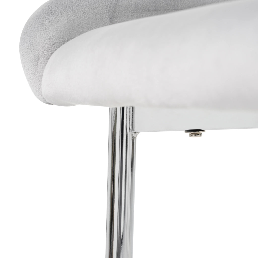Sedia da Pranzo Set da 4 con Schienale Ergonomico e Gambe in Metallo, in Velluto Grigio
