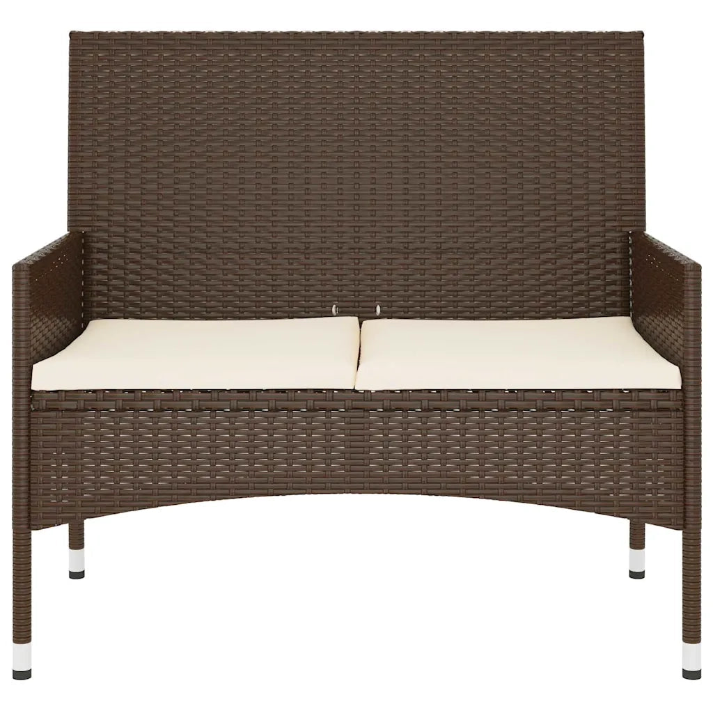 Panca da Giardino a 2 Posti con Cuscini in Polyrattan Marronecod mxl 119388
